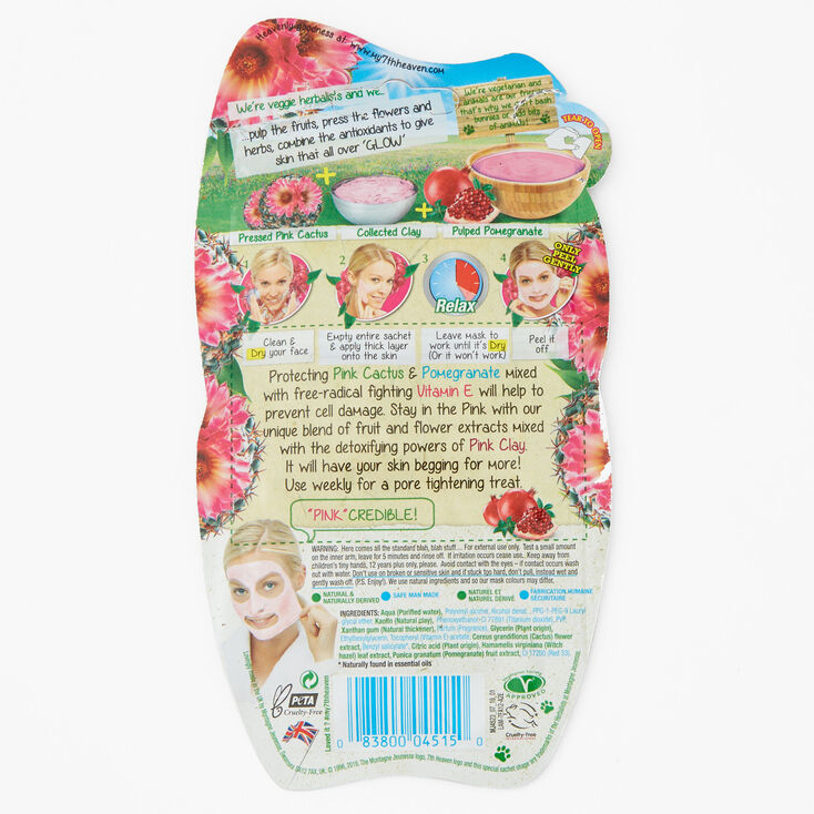 Masque pour le visage peel-off en argile + cactus rose&nbsp;7th Heaven,