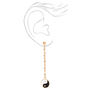Gold Yin Yang Linear Chain 3&quot; Drop Earrings,