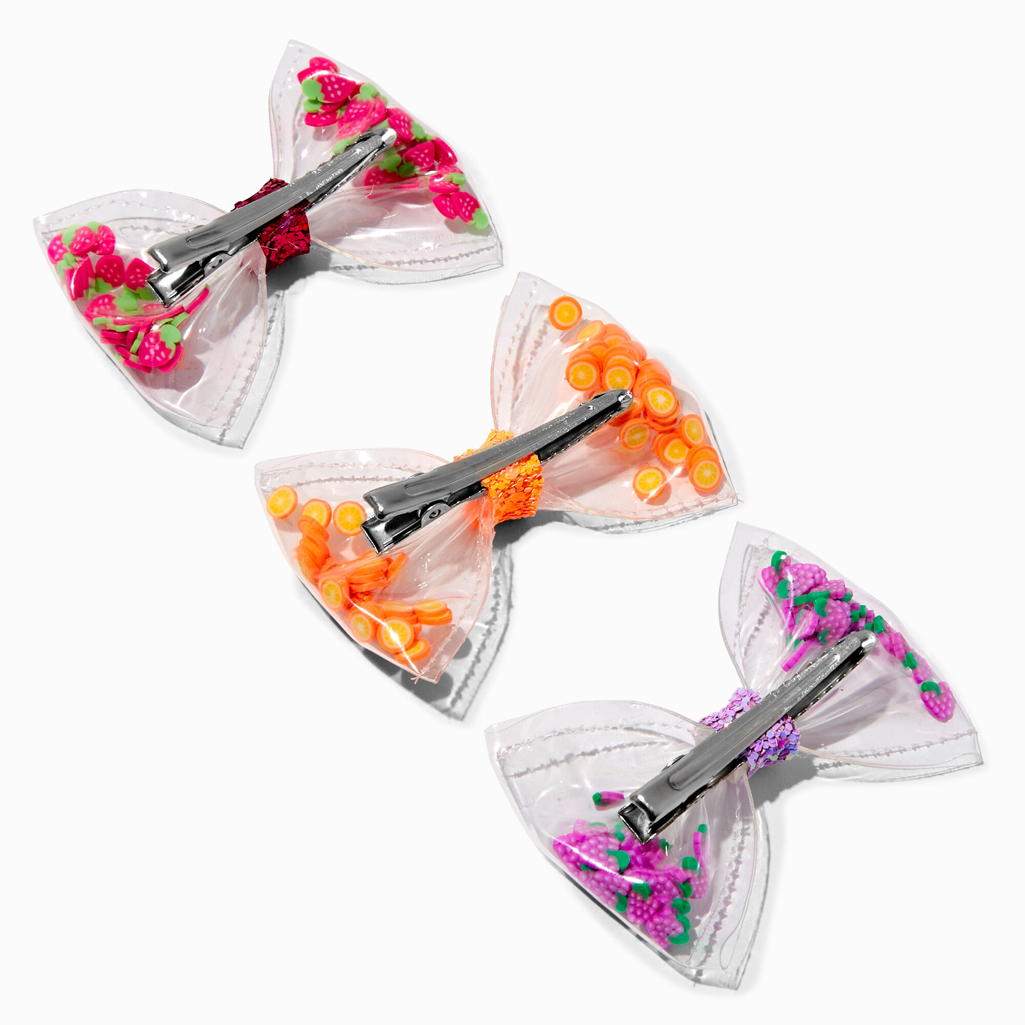 View Claires Club Fruit Shaker Bow Hair Clip 3 Pack information