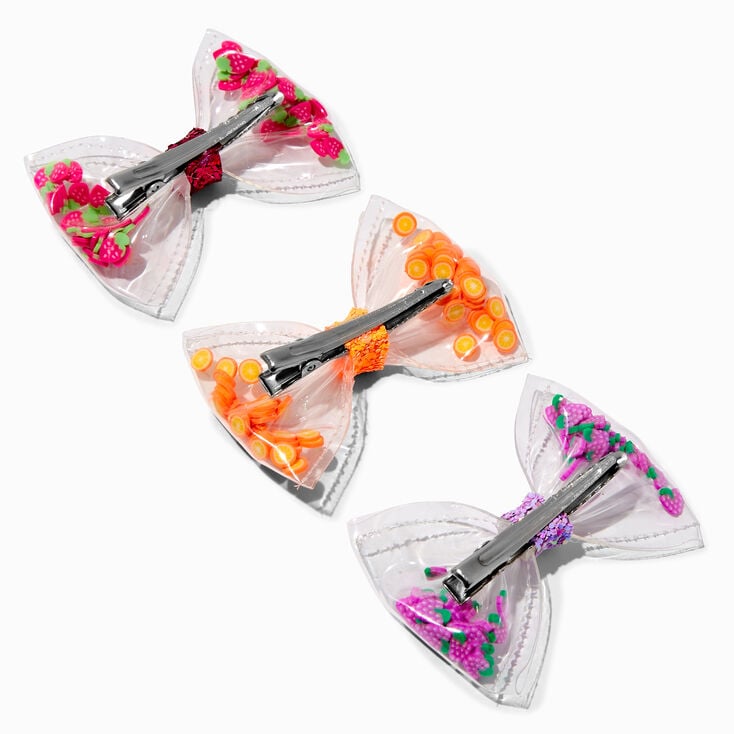 Claire's Club Fruit Shaker Bow Hair Clips - 3 Pack