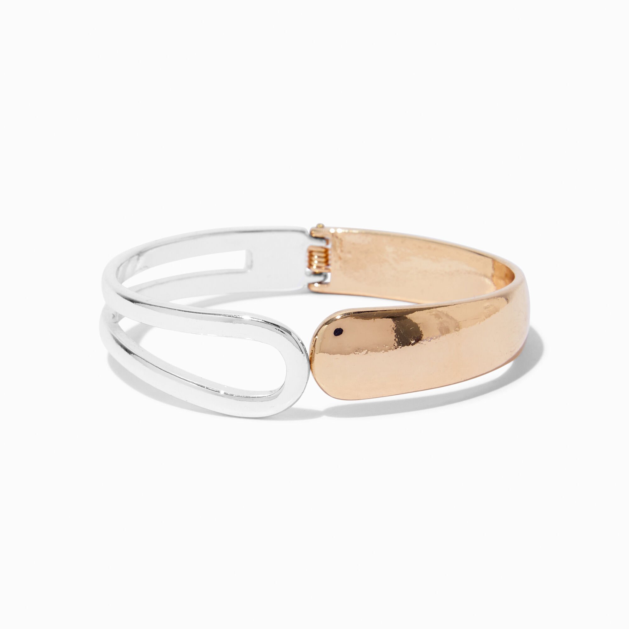 Bracelet manchette à charnière en métaux mixtes,