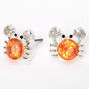 Silver Stone Crab Stud Earrings - Coral,