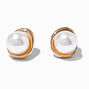 Gold-tone Pearl Compass Stud Earrings,