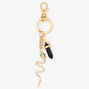 Gold Crystal Snake &amp; Faux Mystical Gem Keychain,