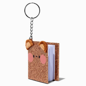 Porte-cl&eacute;s mini journal ours marron,