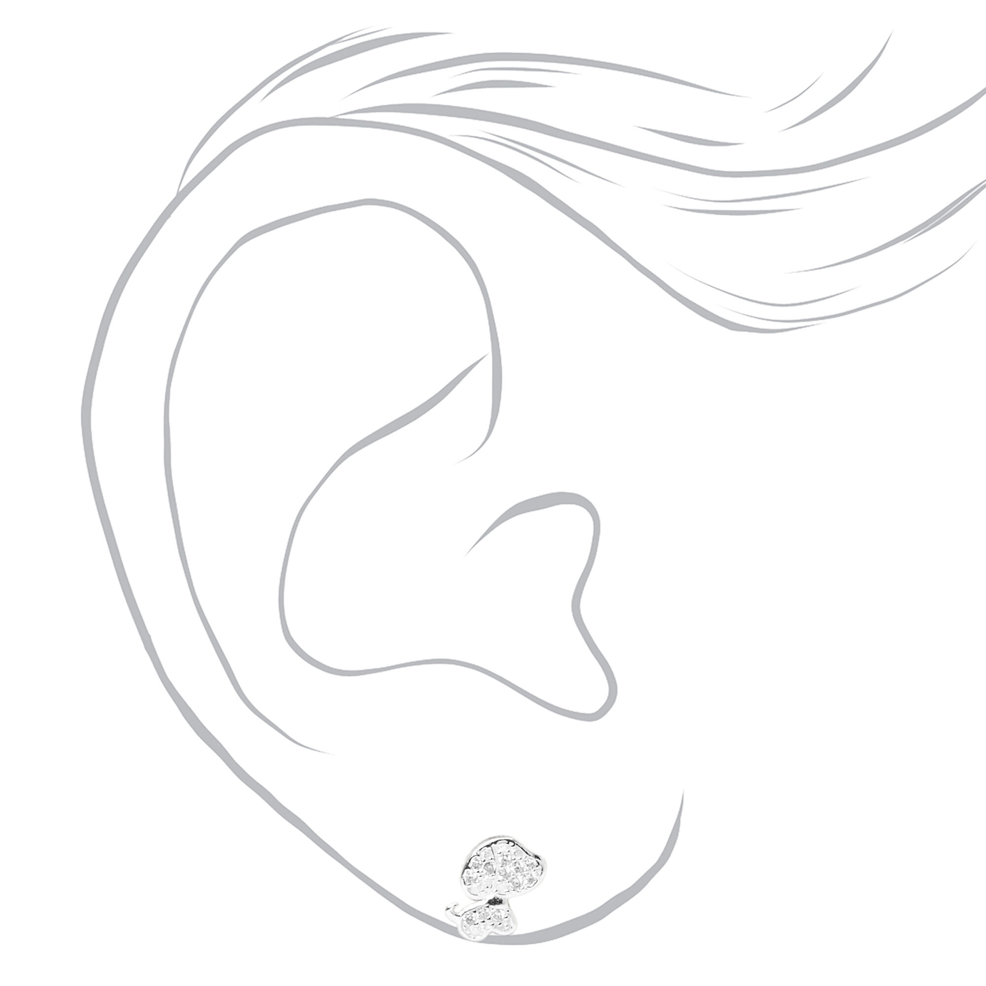 Sterling Silver Cubic Zirconia Puppy Stud Earrings,