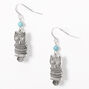 Silver 1.5&quot; Beaded Owl Drop Earrings - Turquoise,