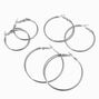 Silver Graduated Hinge Hoop Earrings - 3 Pack,