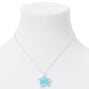 Silver Glow in the Dark Confetti Star Locket Pendant Necklace - Blue,