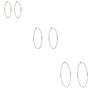 Silver Medium Graduated Hoop Earrings - 3 Pack,