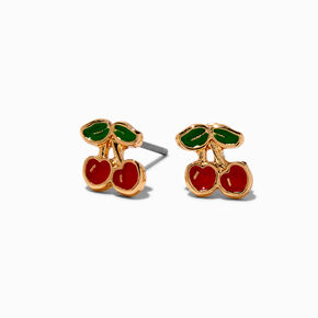 Gold-tone Cherry Stud Earrings,