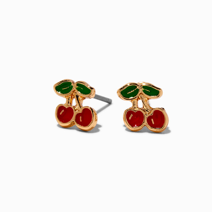 Gold-tone Cherry Stud Earrings,