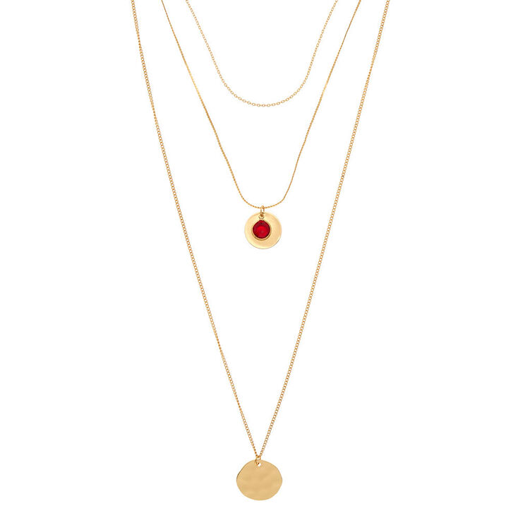 Claire's Collier multi-rangs à disque martelé couleur doré