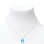 Silver Embellished Initial Blue &amp; Green Pendant Necklace - A,