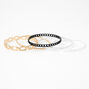 Mixed Metal Braided Chain Link Bangle Bracelets - 5 Pack,