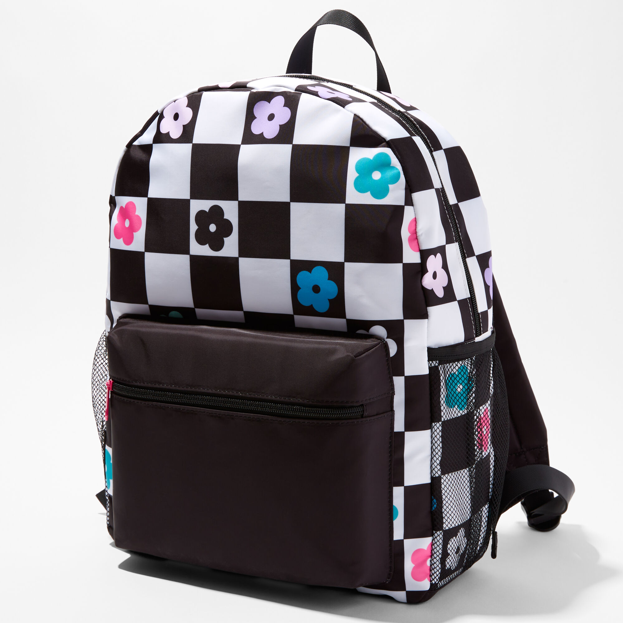 White Checkered Backpack Purse