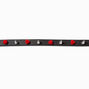 Red Rose &amp; Silver-tone Spike Black Choker Necklace ,