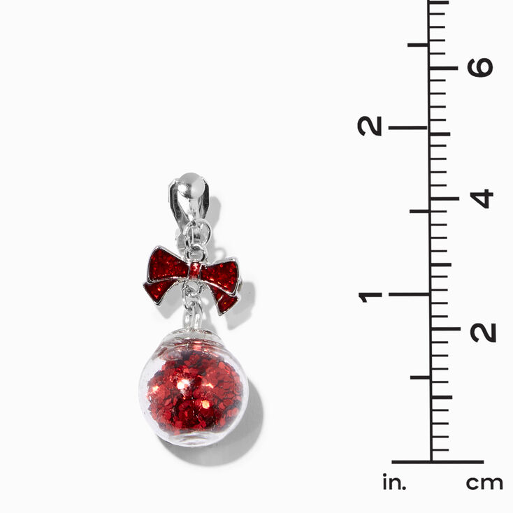 Christmas Ornament Shaker 1.5&quot; Clip-On Drop Earrings,