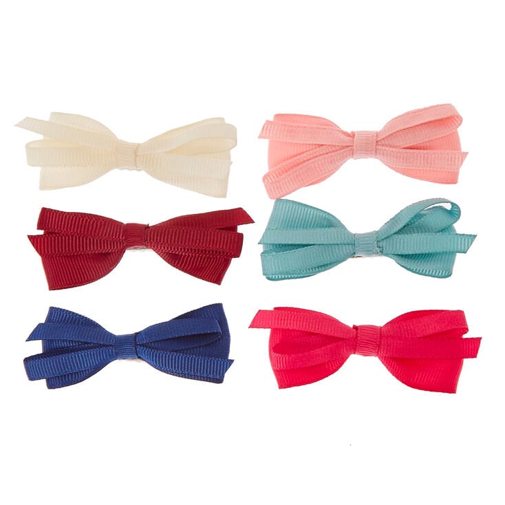 Lot de 6 barrettes avec n&oelig;ud style preppy,