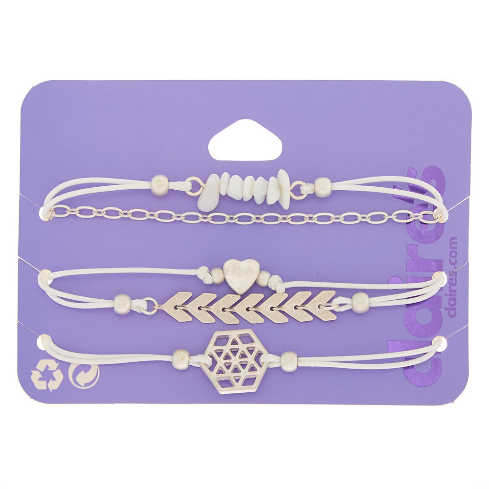 Boho Dream Bracelets - White, 5 Pack,