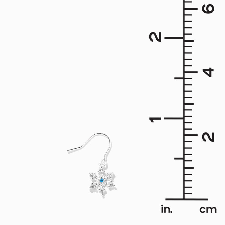 Sterling Silver Snowflake Drop Earrings - White,