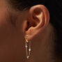 Gold-tone Cubic Zirconia Stacked Dangle Huggie Hoop Earrings,