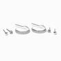 Silver-tone Glitter Hoop Earring Stackables Set - 3 Pack,