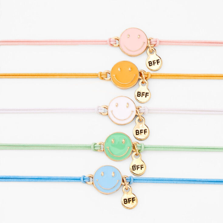 Best Friends Happy Face Bracelets - 5 Pack,