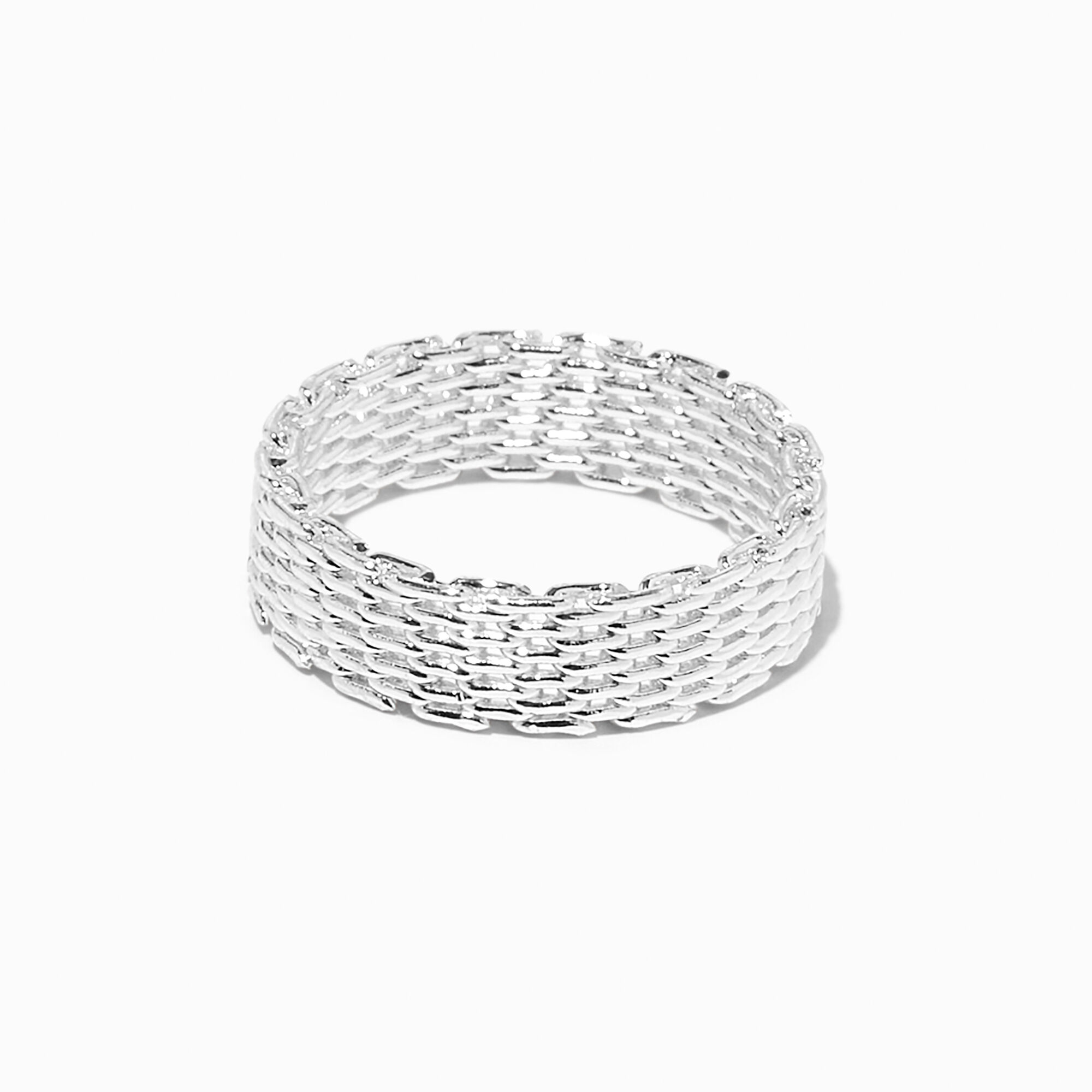 View Claires Woven Mesh Ring Silver information