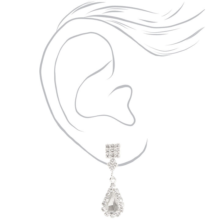 Silver Cubic Zirconia Teardrop Jewelry Set - 3 Pack,