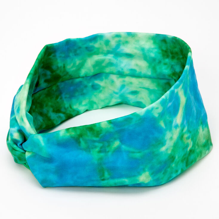Blue &amp; Green Tie Dye Twisted Headwrap,