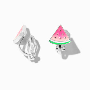 Pink UV Color-Changing Watermelon Clip-On Earrings,