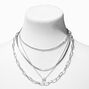 Silver &amp; Square Crystal Mixed Chain Necklaces - 4 Pack,