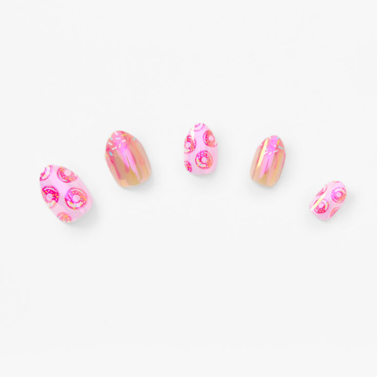 Faux ongles autocollants vegan stiletto pluie de donuts - Lot de 24,