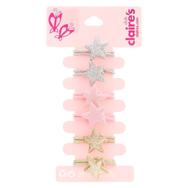 Claire&#39;s Club 6 Pack Glitter Star Hair Bobbles,