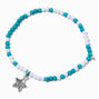 Claire&#39;s Club Blue &amp; White Star Seed Bead Stretch Bracelet,