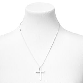 Collier &agrave; pendentif croix couleur argent&eacute;e,