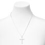 Collier &agrave; pendentif croix couleur argent&eacute;e,