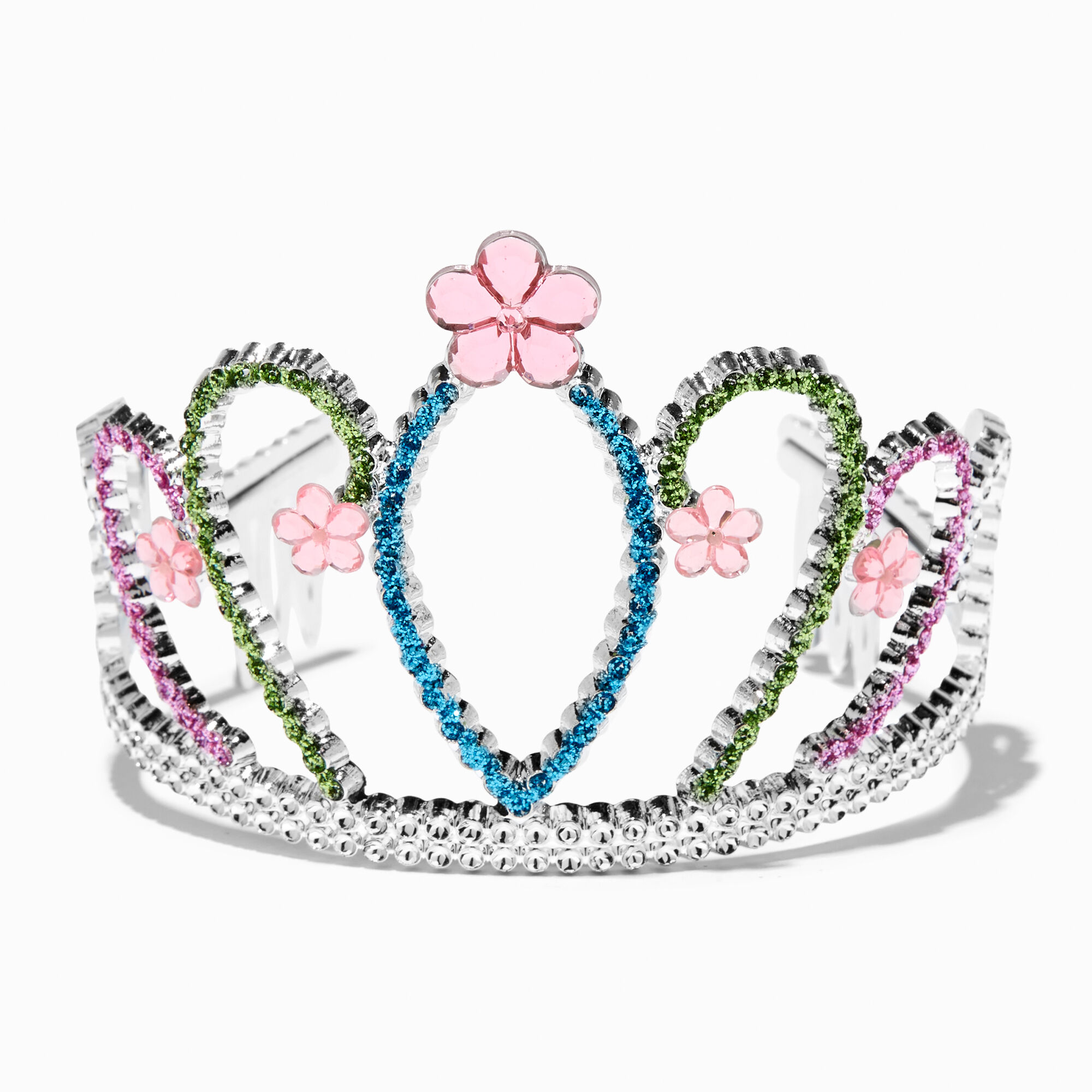 Claire's Club Pink Daisy Silver Tiara,