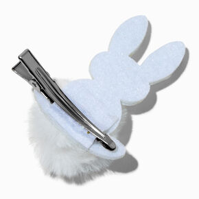 Iridescent Pearl Bunny Pom Pom Hair Clip,