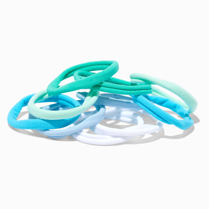 Blue Tonal Rolled Hair Ties - 10 Pack,