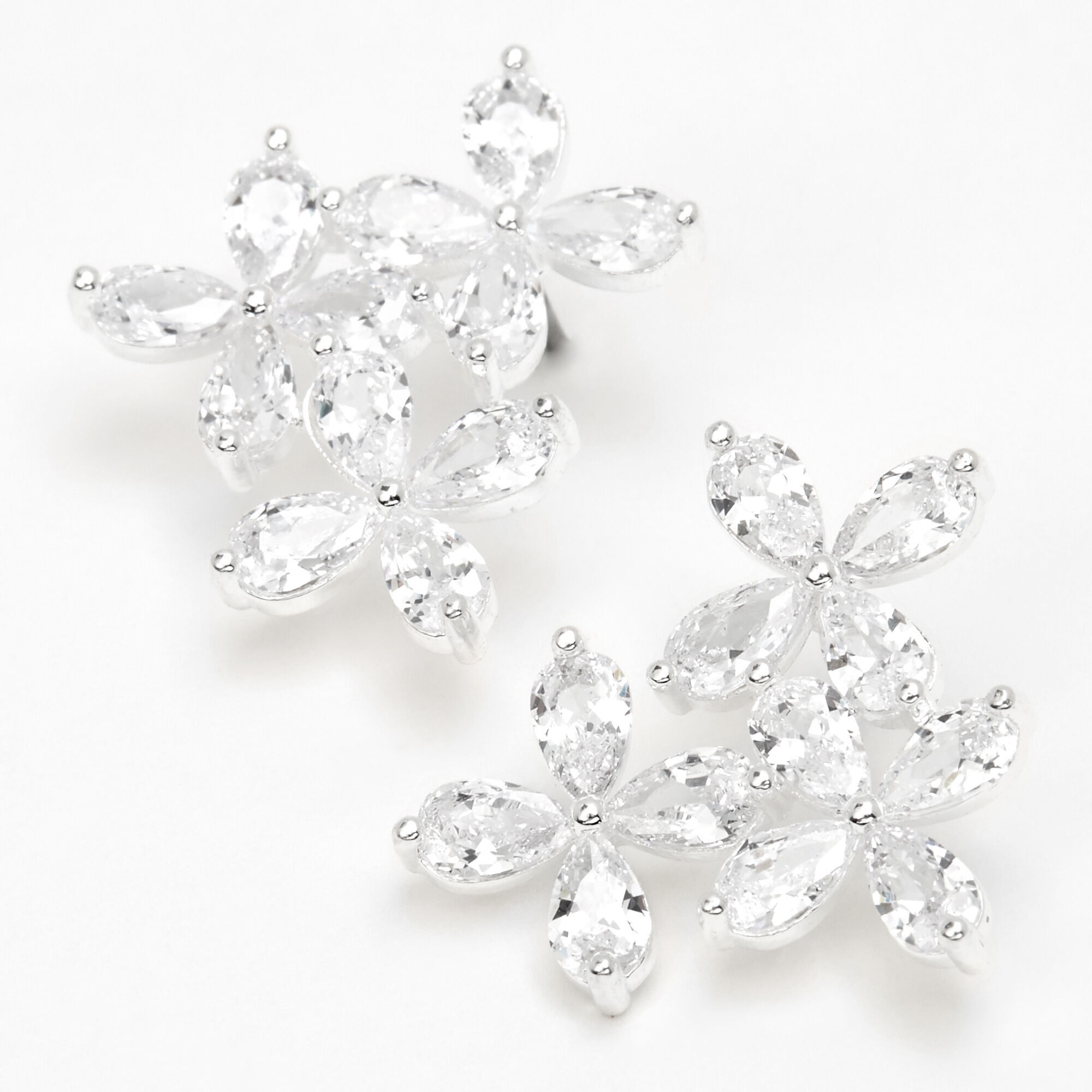 View Claires Cubic Zirconia Flower Trio Stud Earrings Silver information