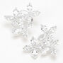 Silver-tone Cubic Zirconia Flower Trio Stud Earrings,