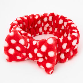 Polka Dot Bow Headwrap - Red,