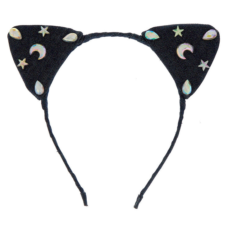 Denim Galaxy Cat Ears Headband - Blue,