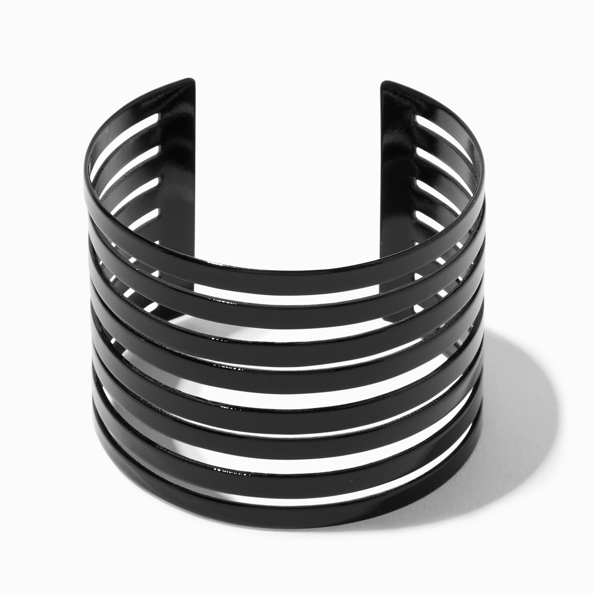 View Claires Wide Bars Cuff Bracelet Black information