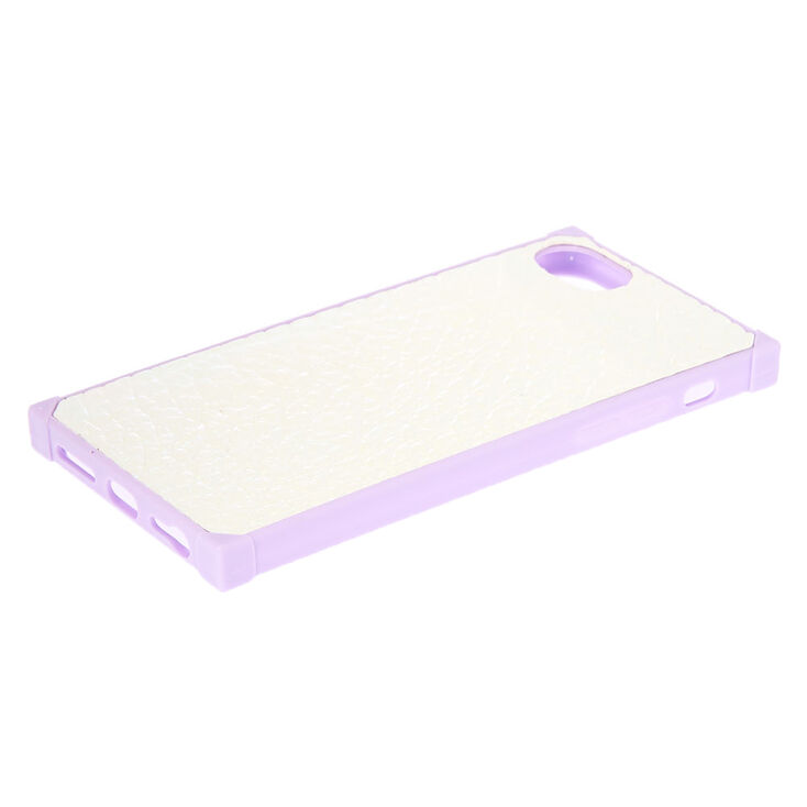 Purple Iridescent Faux Leather Square Phone Case - Fits iPhone 6/7/8,
