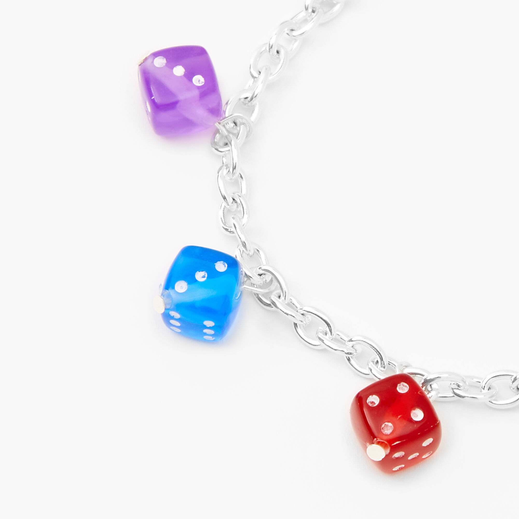 Neon Dice Charm Bracelet - Silver,