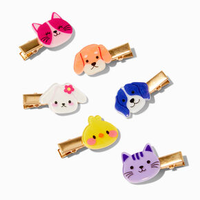 Claire&#39;s Club Rainbow Animal Face Hair Clips - 6 Pack,