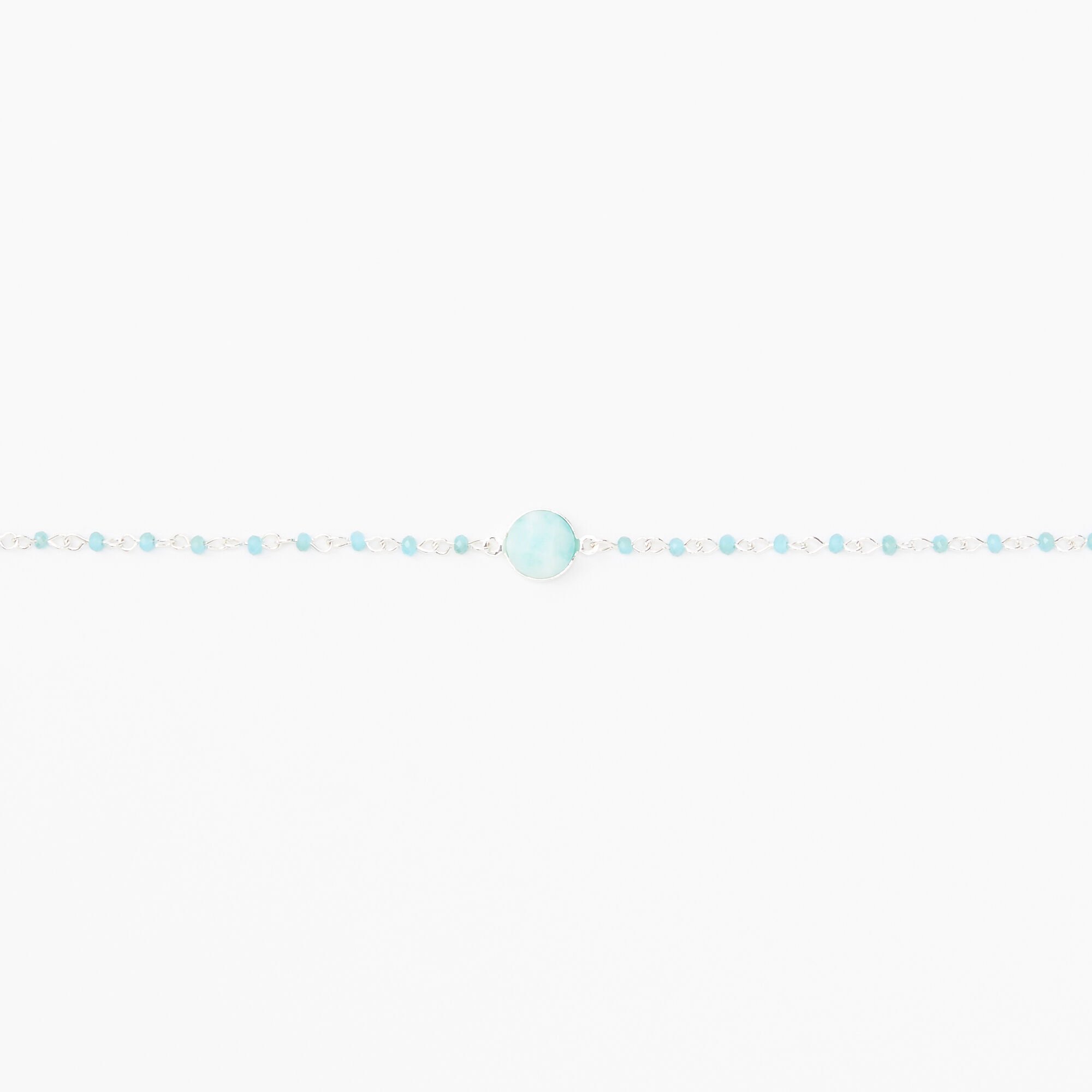 Silver Stone Disc Choker Necklace - Mint,